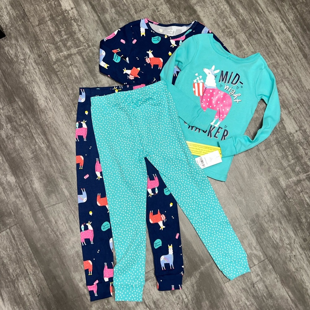 New Carter’s 4 piece llama mid night snack pj